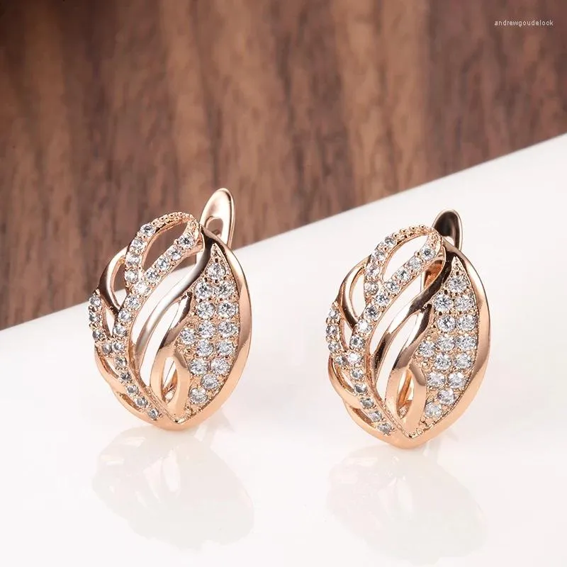 Boucles d'oreilles simples creuses pour femmes, boucle d'oreille, breloque de luxe, incrustation de Zircon, mode, bijoux romantiques doux, cadeaux