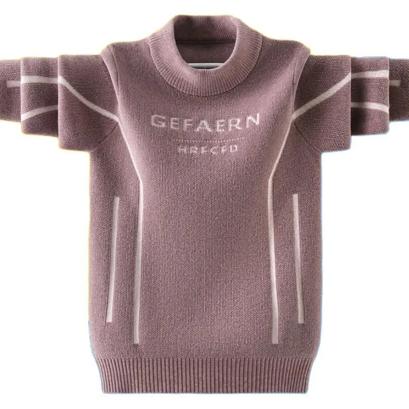 Pullover Kinderkleidung Jungen Top-Qualität Pullover Teenager Strickshirt Winter Samt warmer Pullover 4 16T Kinder Frühling dünne O-Ausschnitt Pullover 230915