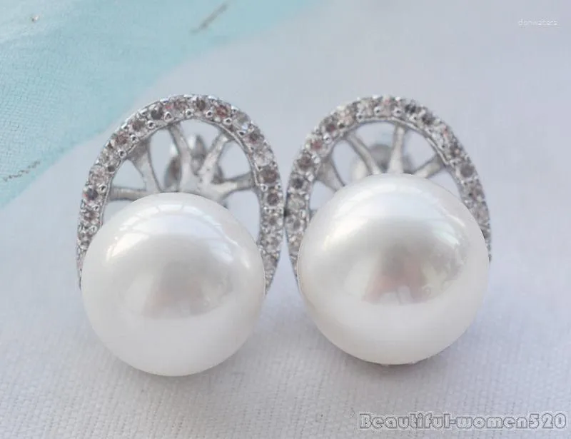 Stud Earrings Sell - 12mm Round White Shell Pearl Oval Inlay Hook Earring