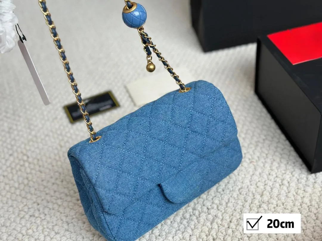 Chanelness Saddle Bag Denim Bag Designer Shoulder Bag Handbag Crossbody Messenger Blue Purse Chain Strap Classic Timeless Elegance Luxurys Handbags