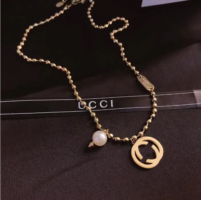 Mode dames ketting choker ketting 18k goud vergulde roestvrije stee lmitatie parel kettingen hanglijmendige bruiloft sieraden accessoires cadeau x200