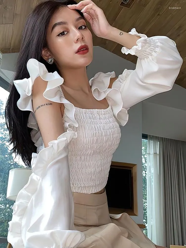 Designer Korean Youth White Tube Top With Sleeves With