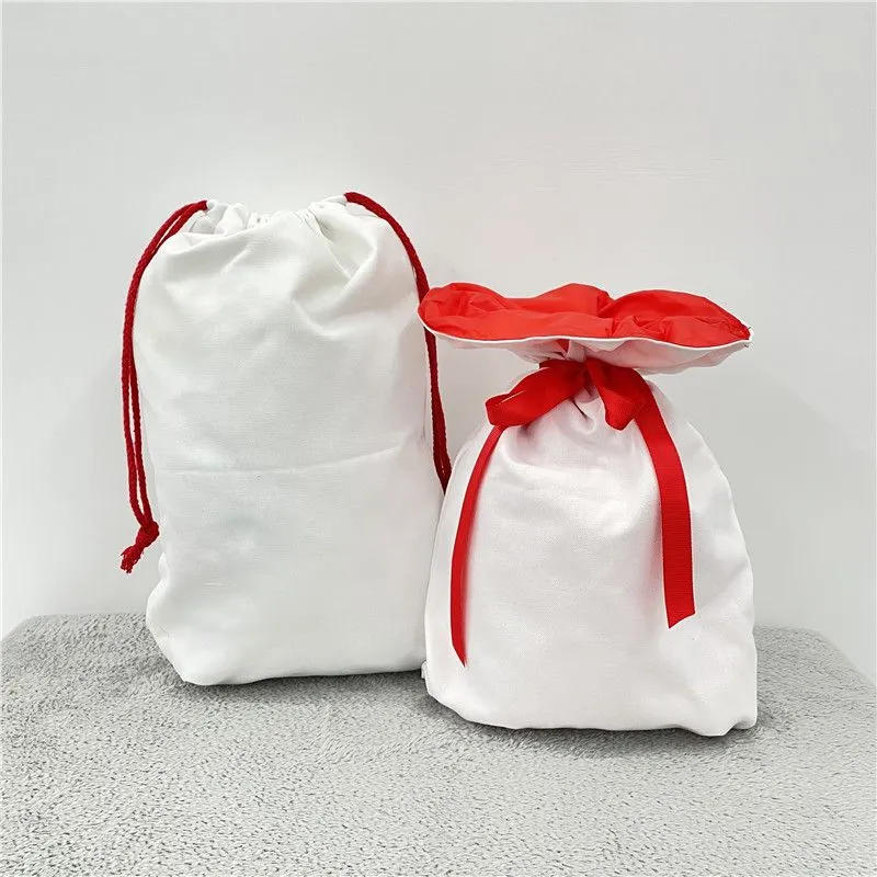 طبقة عيد الميلاد مزدوجة التسامي الفارغة Santa Sacks DIY حقيبة الرباط الشخصية هدية الجيب نقل الحرارة زينة عيد الميلاد