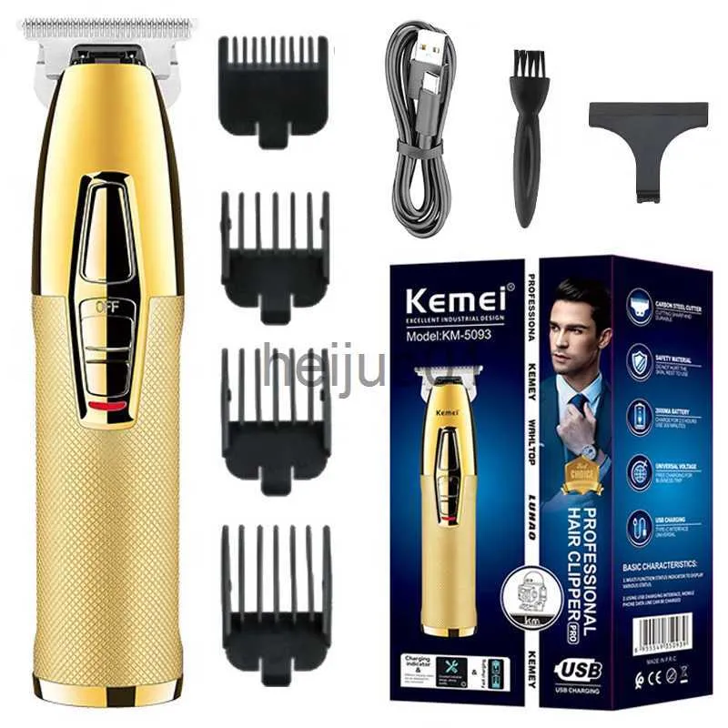 Elektriska rakare Kemei Metal Professional Hair Beard Hair Trimmer Rechargeble Hair Clipper For Men Grooming Electric Hair Cutting Machine X0918