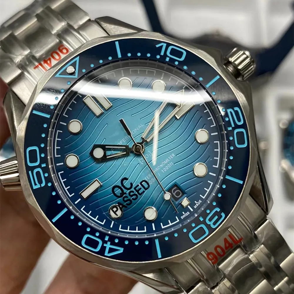 AAA 3A Qualidade Sea Master 75º Verão Azul 42mm Relógios Masculinos 210.30.42.20.03.003 Movimento Mecânico Automático Masculino Com Caixa de Presente Cristal de Safira A05 Versão Alta