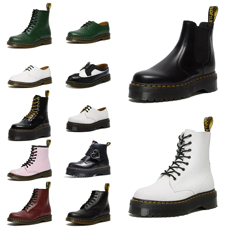 Mono Chelsea doc martens stivali firmati da donna OG Platform Jadon Smooth Leather dr martins Boot AirWair donna Ankle martin Nappa Stivaletti con cuciture gialle Mocassini Scarpe