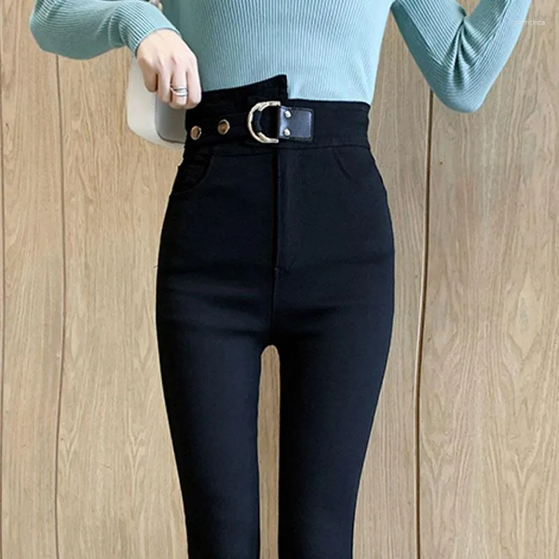 Calças femininas mulheres inverno outono moda magro sexy preto leggings feminino cintura alta casual senhoras magro estiramento calças