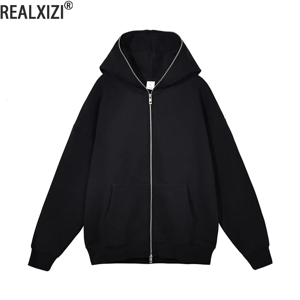 Sweats à capuche pour hommes Sweatshirts Harajuku Veste Manteau Hommes Femmes Vestes Polaire Zip Sweat À Capuche Surdimensionné À Manches Longues Zipper Top Casual Zipup 230918