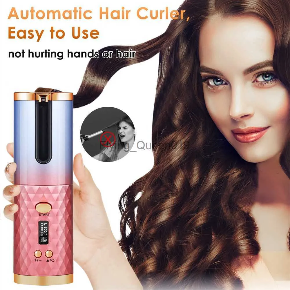 Hair Curlers Straighteners Curling Irons Automatic Curler Curly Machine Ceramic Cordless Rotating Iron Waver Wand USB Charging LED 0918