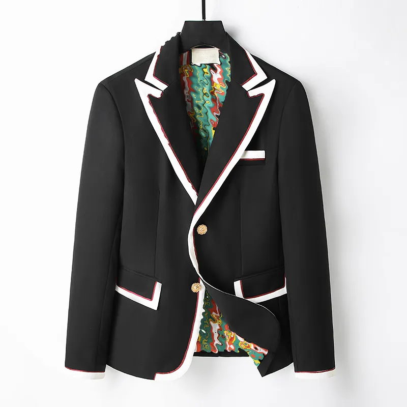 西洋服メンズブレザーデザイナー秋の豪華なアウトウェアコートスリムフィットグリッド格子縞のストライプ格子縞のジオメトリパッチワークコートドレススーツ