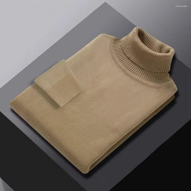 Mäns tröjor Höghalsad tröja Versaile Smickrande fast färg Hög LAPEL Löst passform för lager för lager av hela säsongen