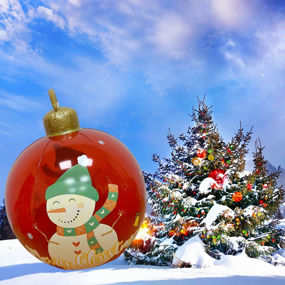 60cm Outdoor Christmas Inflatable Decorated Ball PVC  Big Large Balls Xmas Tree Decorations Toy Ball Without Light 918