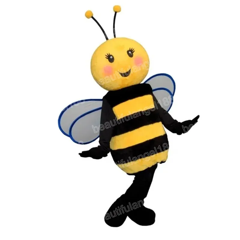 Costumes de mascotte d'abeille d'Halloween, personnage de dessin animé de haute qualité, tenue de carnaval unisexe pour adultes, tenue de fête de noël