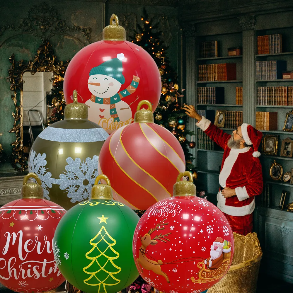 60cm ao ar livre natal inflável decorado bola pvc gigante grandes bolas decorações de árvore de natal bola de brinquedo sem luz 918