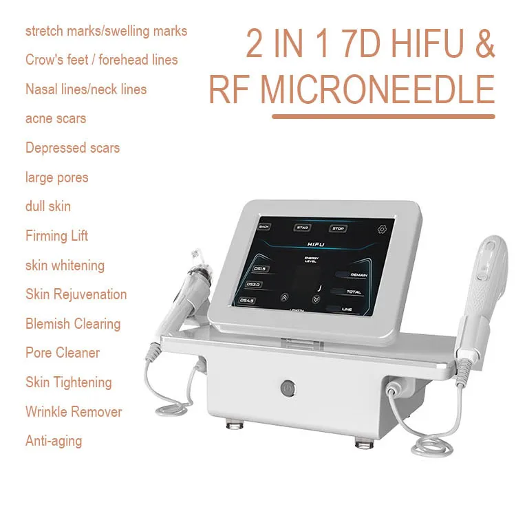 2023 Dualift Rf Microneedling e Hifu Rf Microneedling Hifu Máquina facial sem agulha Anti-envelhecimento Facail Melhoria Profissional para uso em salão de beleza