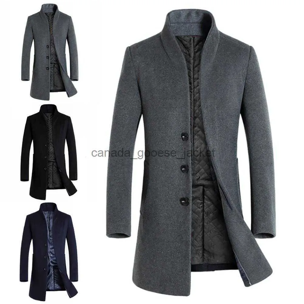 Mélanges de laine pour femmes hommes hiver chaud couleur unie trench-coat en laine mince vêtements d'extérieur pardessus veste longue veste de couleur unie pour hommes avec bouton long laineL230918