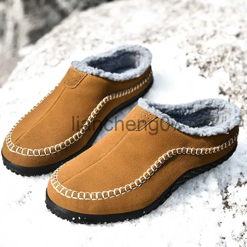 Hausschuhe Neue Baumwolle Hausschuhe Männer Winter Outdoor Männer Schuhe Wasserdicht Kältebeständig Casual Schuhe Männer Plüsch Warme Mann Schuhe Große größe 38-48 x0916