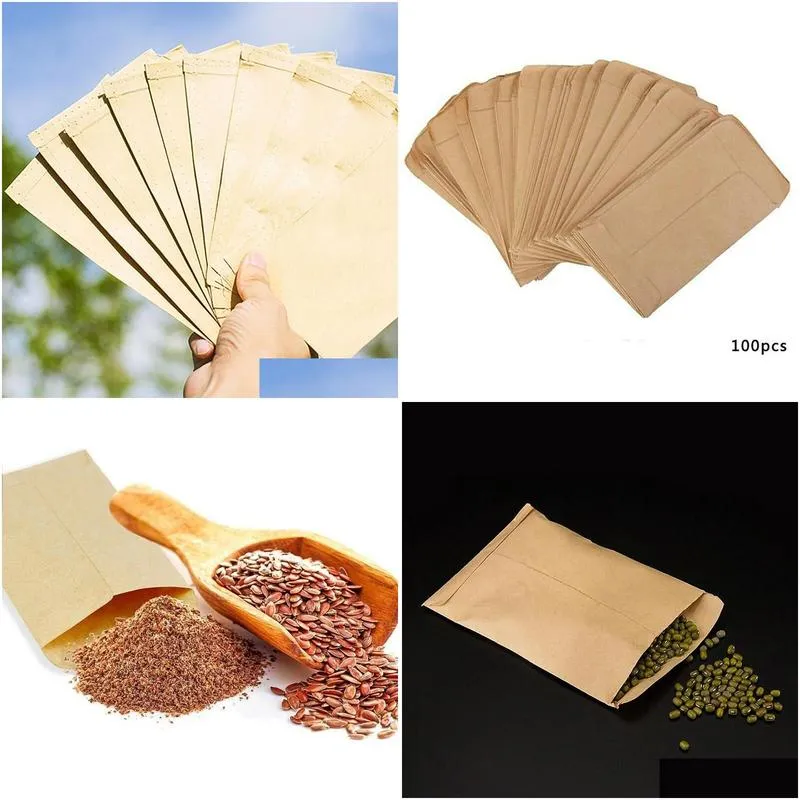 Plantenbakken Potten 100 stks / pak Kraftpapier Zaad Enveloppen Mini Pakketten Tuin Thuis Opbergtas Voedsel Thee Klein Geschenk Drop Levering Patio Gazon Dhw8Y