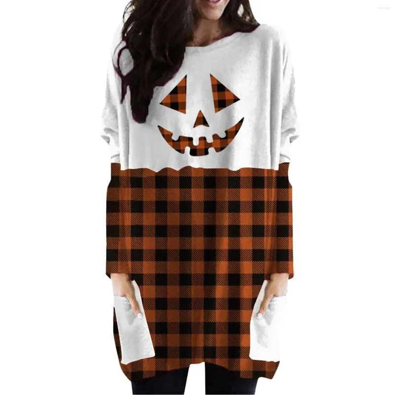 Etnische kleding Dames Print Pullover Lange mouw Losse zak Casual Halloween Top Light Sleep Tee