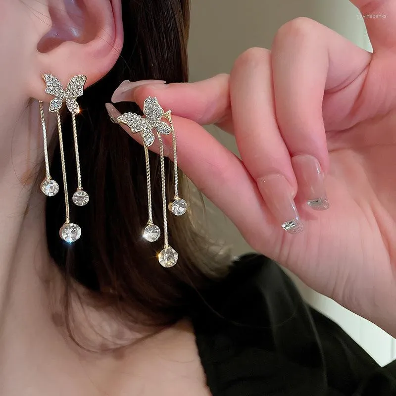 Dangle Earrings 2023 Arrival Ashion Metal Trendy Water Drop Long Tassle Elegant Female Jewelry