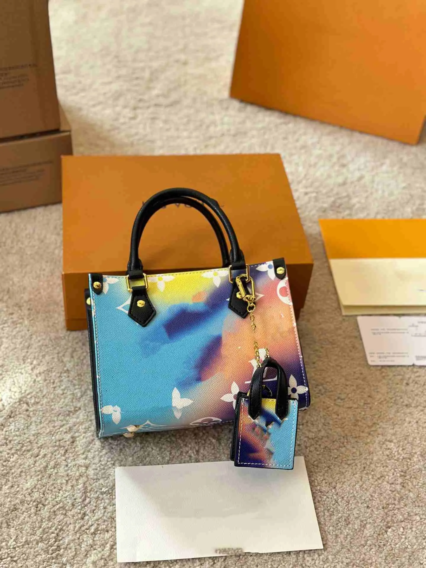 Luxury Designer Tote Dyed Printing Mini Totes Women The Tote Bags Color Contrast Handbag Crossbody Bag Shoulder Bags Fashion Unique Shopping Bag