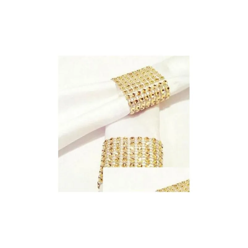 Party Decoration Rhinestone Mesh wrap servettring Holder Tabell Serviette Buckle Strap Stol Sash Christmas Diy Drop Delivery Home Gard Dhvzd