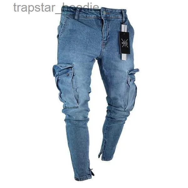 Män jeans män jeans män denim fickbyxor sommar höst tunna smala regelbundet passar rak elasticitet stretchy man l230918