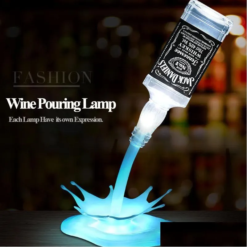 Nyhetsbelysning häll lampan LED Night Light Wine 3D uppladdningsbar USB Touch Switch Fantasy Bottle Decoration Bar Party Drop Delivery DHKT7