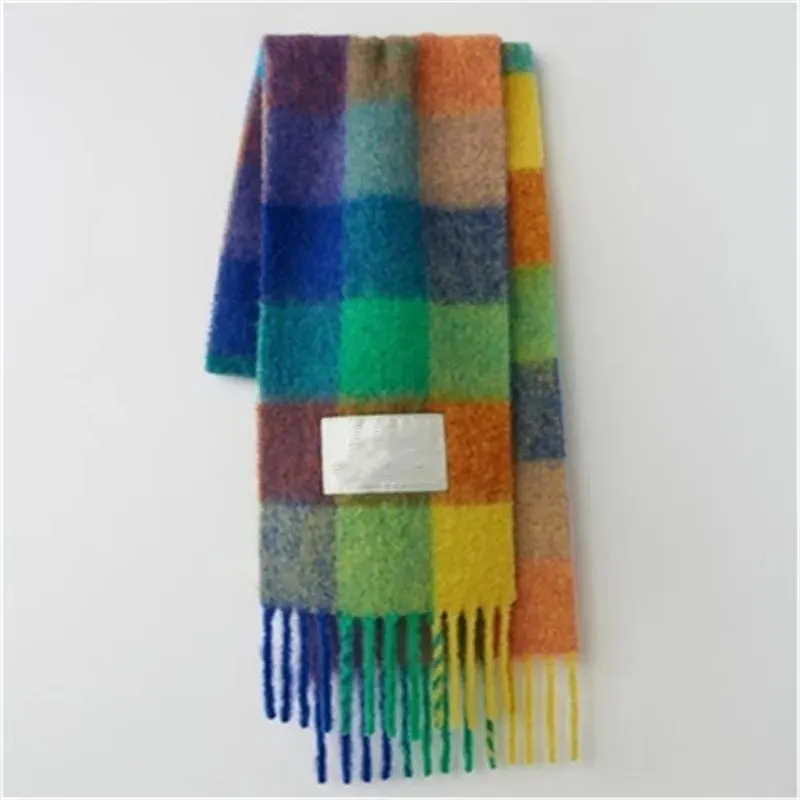 여성 가을과 겨울 멀티 컬러 두꺼운 격자 무늬 여자 스카프 확장 격자 무늬 숄 커플 따뜻한 스카프