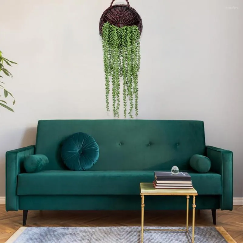 Dekorativa blommor kaskade gröna blad växter livlig heminredning realistisk vägg hängande med konstgjorda suckulenter för
