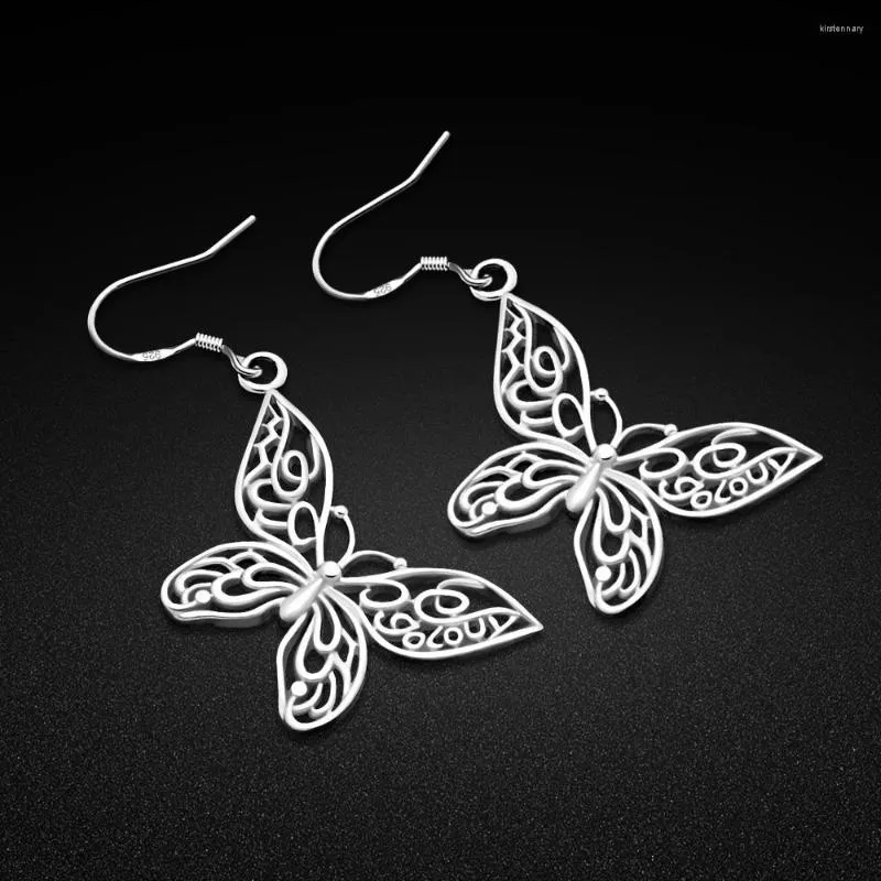 Dangle Earrings Fashion 925 Sterling Silver Stud For Women Girls Korean Style Butterfly Pendant Jewelry Ear Rings Lady Gift