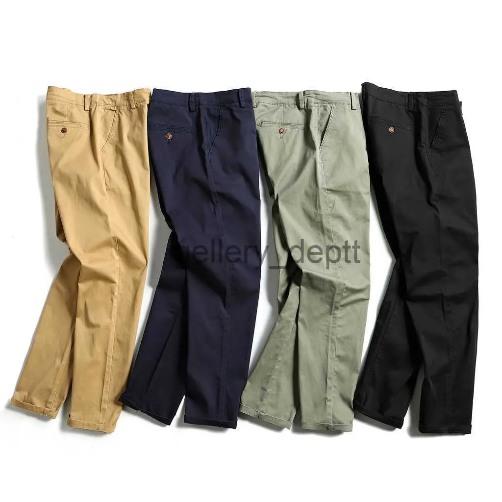 Мужские брюки, мужские повседневные брюки больших размеров, хлопковые брюки чинос большого размера, армейский зеленый, черный, хаки, синий J230918