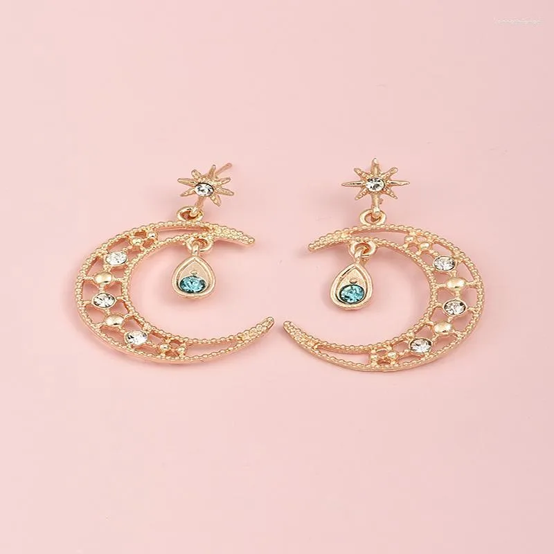 Dangle Earrings Alyxuy Sun Moon Drop Stater Stud Earring 여성 패션 녹색 크리스탈 기질 액세서리 선물 선물