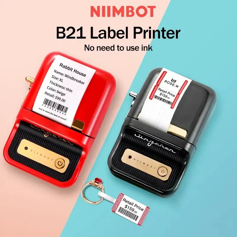 niimbot B21ラベルプリンターメーカーブラックレッドグリーンフードスーパーマーケットの20-50mm幅