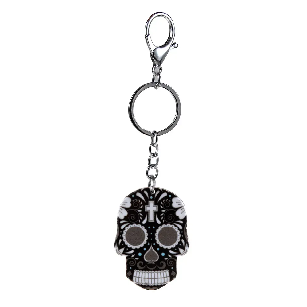 European and American jewelry acrylic skull keychain creative metal key pendant wholesale