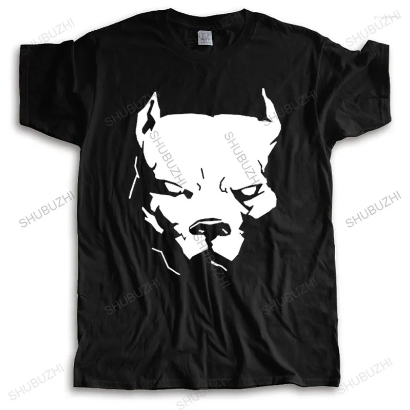 Herr t skjortor mode pitbull amerikansk pit bull spiked hund krage herr streetwear t-shirts storlek män skjorta tryck bomull kort ärm