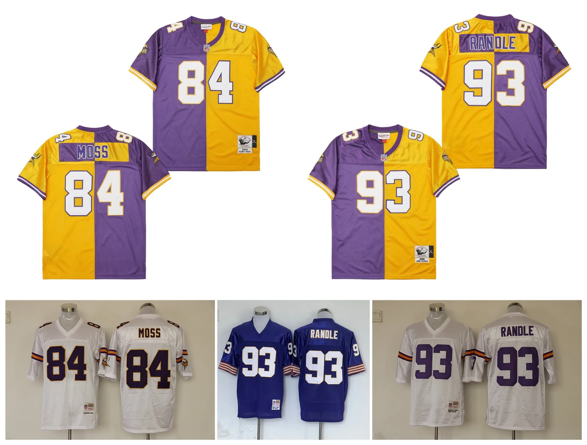 84 Randy Moss Vikings Mitchell And Ness Football Jersey 93 John Randle