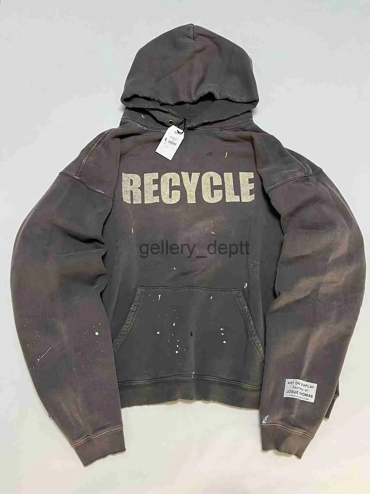 Men's Hoodies Sweatshirts PRE-SALE GD 23FW RECYCLE HOODED SWEATSHIRTS vintage destroyed oversize hoodie( 2 WEEKS SHIP) J230918