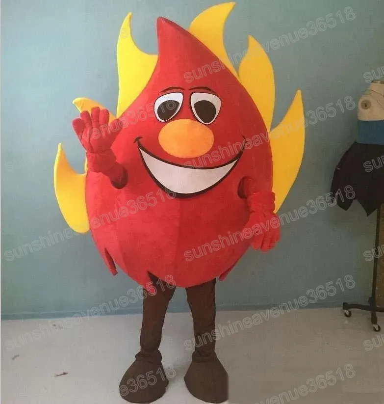 Halloween Red Big Fire Mascot Costume Top Quality Cartoon Theme Character Carnival Unisex vuxna storlek Jul födelsedagsfest fancy outfit