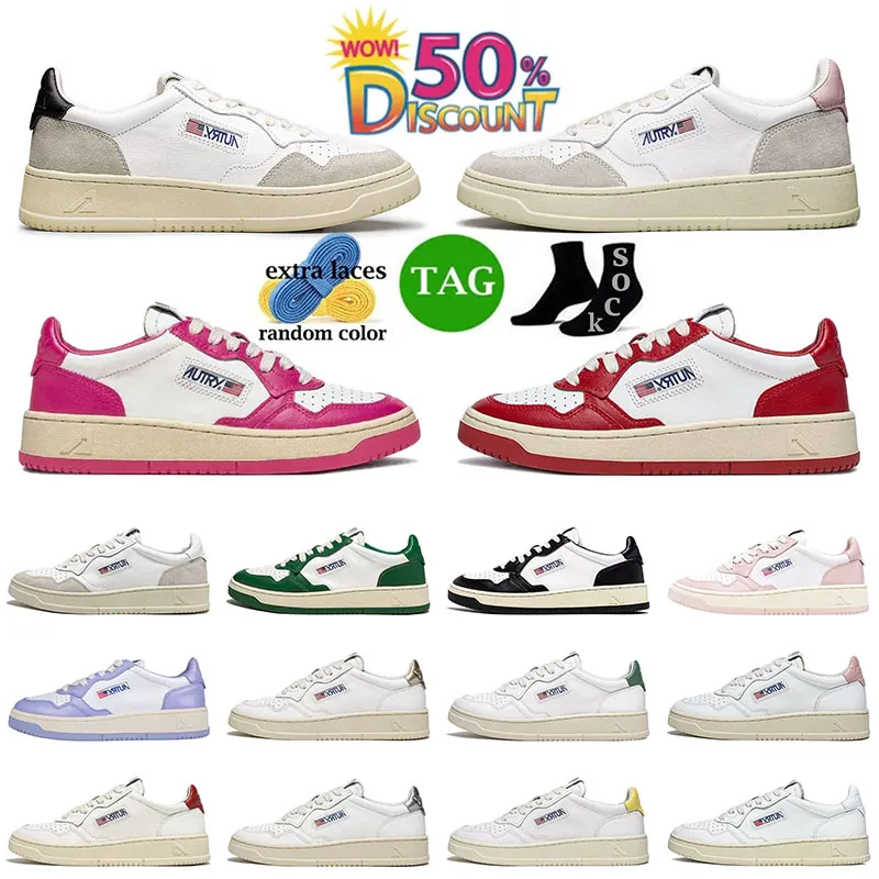 2024 Top Autrys Medalist Leder Low Designer Schuhe Damen Casual Action Schuh Zweifarbig Wildleder Autries USA Plateau Sneakers Weiß Gelb Rot Sliver Sport Trainer