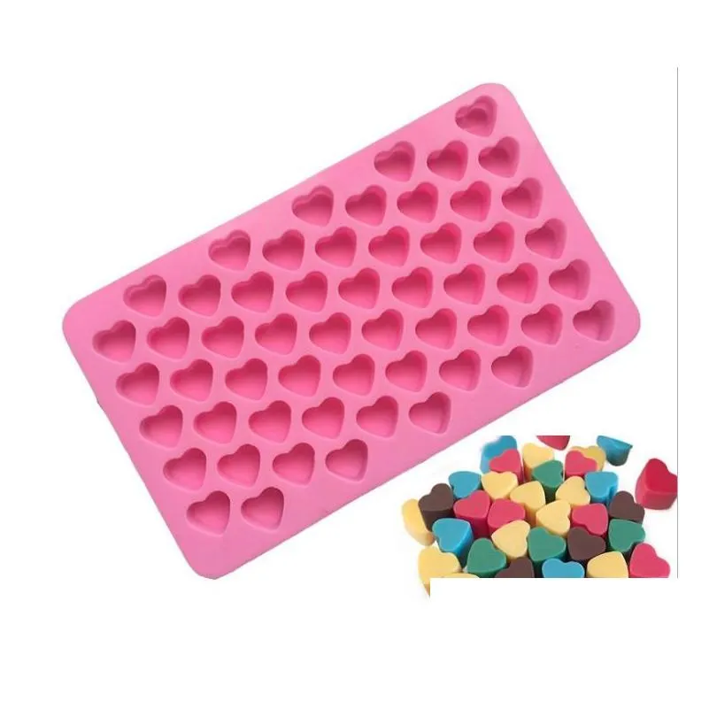 Stampi da forno Sile a forma di cuore Stampo per cioccolato Gummy Candy Maker Vassoio per ghiaccio Jelly Mod 55 cavità Cucina Dessert Torta Bakeware Strumenti Solido Dhudf