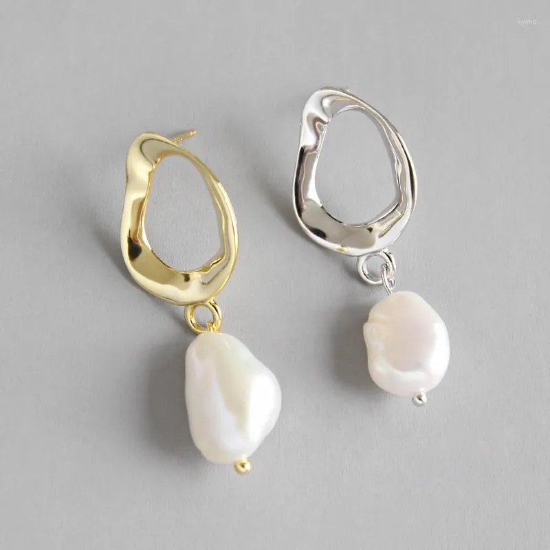 Pendientes colgantes de moda Plata de Ley 925 auténtica gota accesorios para mujer pendientes de perlas de agua dulce barrocas naturales joyería fina para mujer