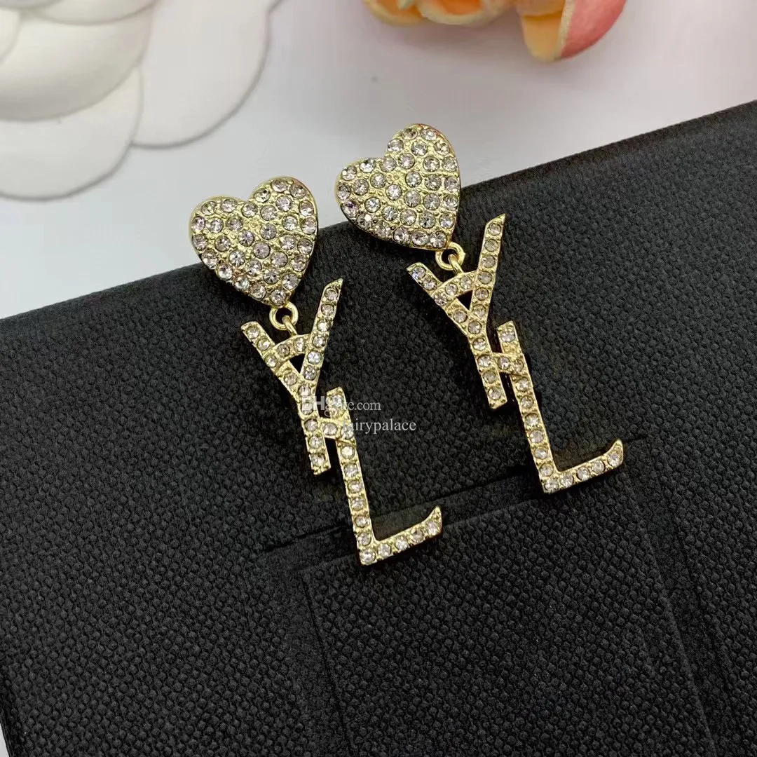Designer di lusso con marchio Y stud acciaio inossidabile 316L oro 18 carati semplici donne orecchini con lettere di cristallo ragazze gioielli da sposa regalo