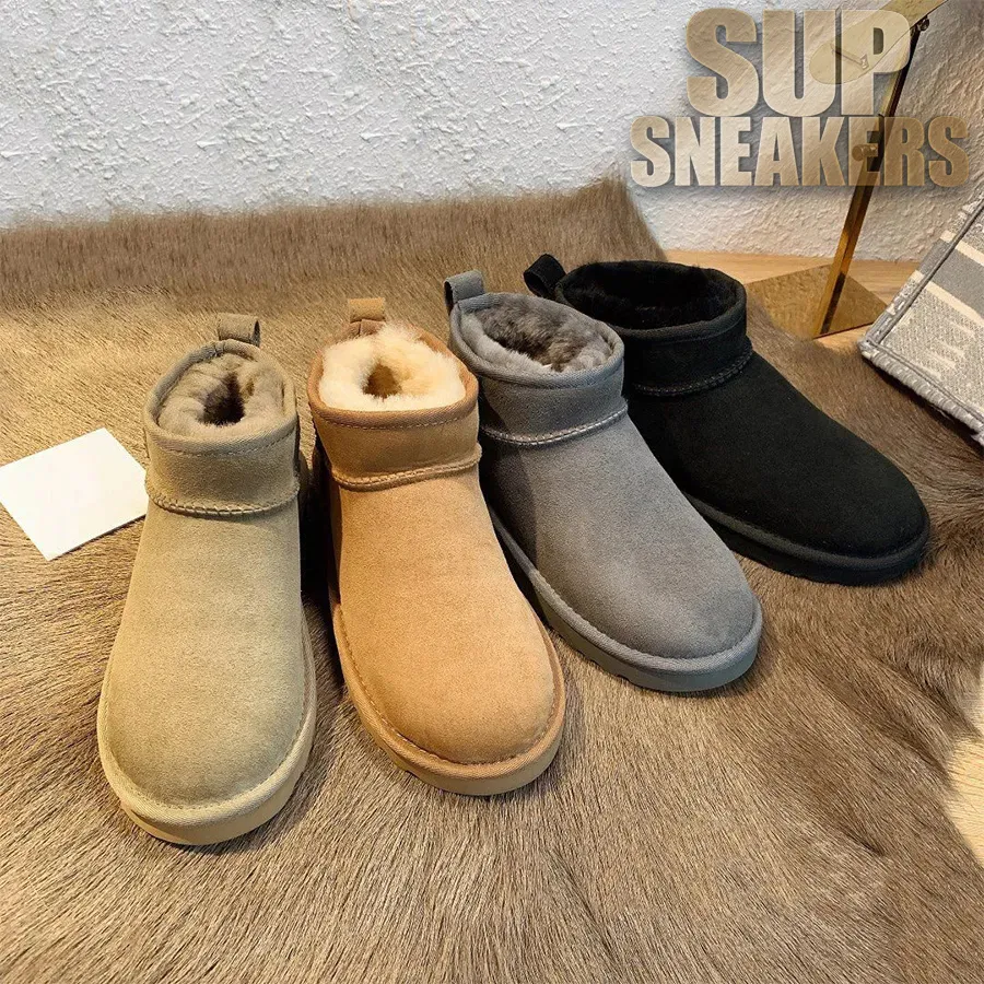 Top Designer Laarzen Voor Dames Australië Sneeuwlaarzen Damesmode Slippers Ultra Mini Platform Laarsjes Winter Luxe Suede Wol Ugglies Dames Warm Bont Enkellaarsjes