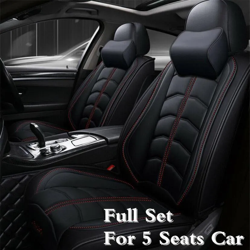 تغطي مقعد سيارة PU Leather الفاخر وسادة مجموعة كاملة للملحقات الداخلية 296 م