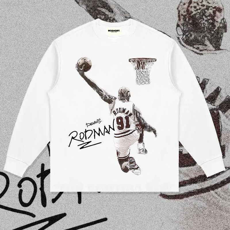 2023 Autumn/Winter New Rodman American Printed T-shirt Męskie i damskie marka modowa Cotton Loose Bottom Shirt