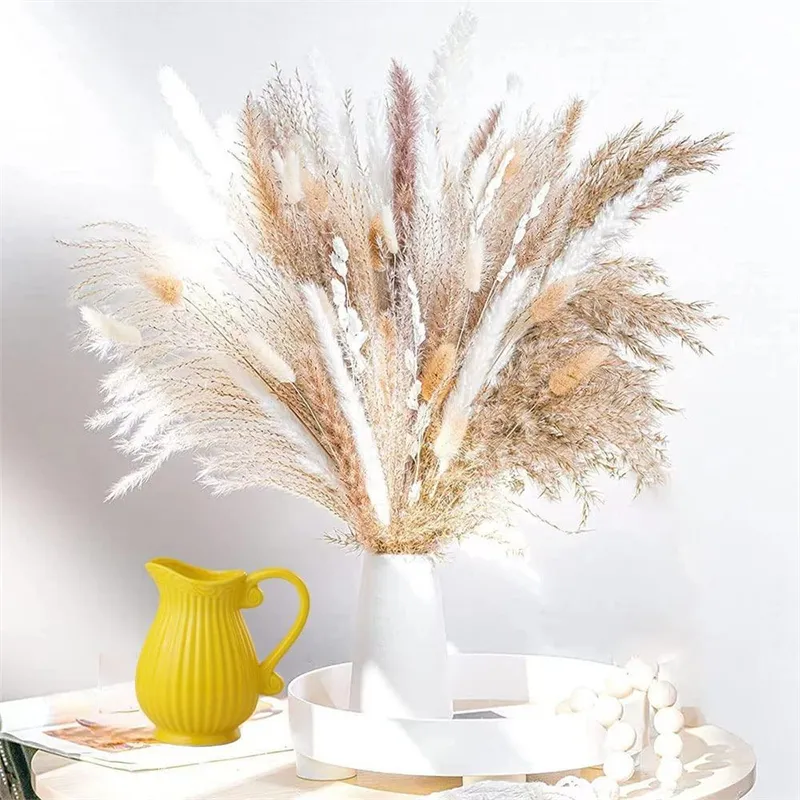 60-130 peças buquê de grama de pampas secas para casa decoração nórdica buquê de flores secas decoração de casamento ação de graças