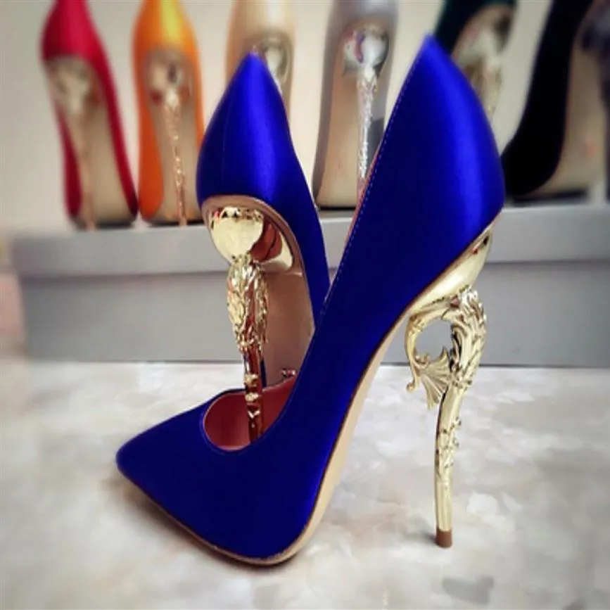 Nouveau créateur femmes chaussures à talons hauts Sexy rouge noir bleu Royal mariage chaussures de mariée 2019 été bal fête Wear256Y