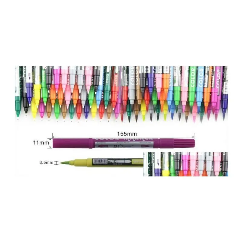 Painting Pens Wholesale Brush Double Color Cartoon Pen Marker Watercolors Sketch Hand-Painted Soft Super Broad Twin Tip Manga Ciao Dro Dhva5