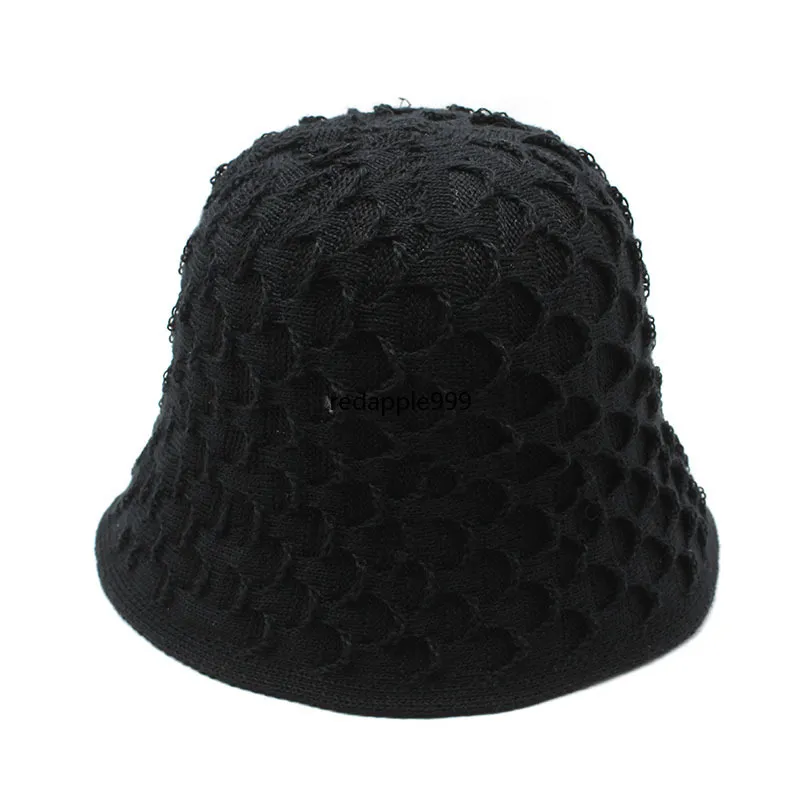 New Spring Summer Fall Beanies Knitted Bucket Hats for Women Sea Beach Sun Protection Hat Fashion Beanie Hollow Shade Cap Knit Fishing Caps